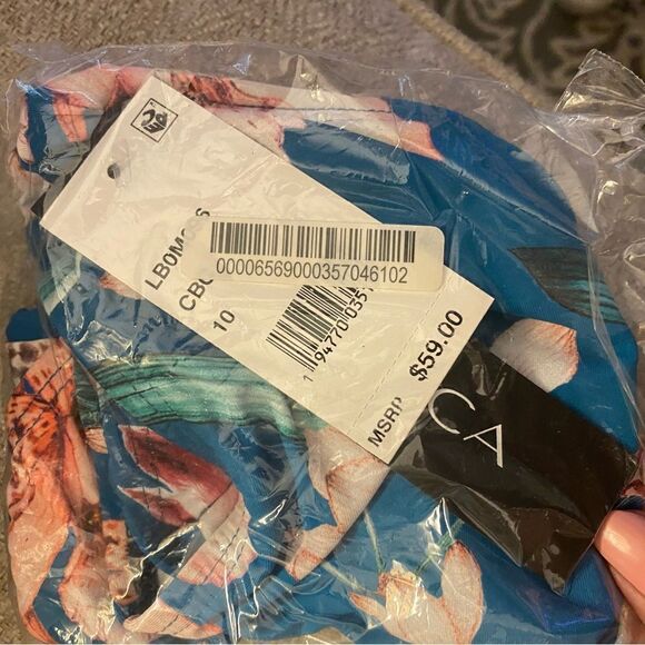 NWT LA Blanca Teal Floral Hipster Bikini Bottoms Multiple Sizes - Picture 6 of 9